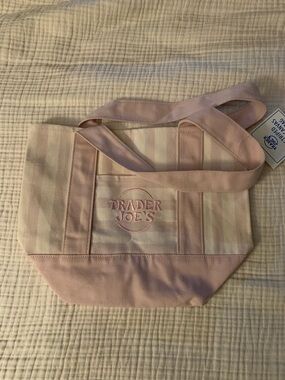 Pink Stripe Canvas Tote Bag